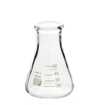 Frasco volumtérico de borosilicato de laboratorio Frasco cónico Erlenmeyer de vidrio